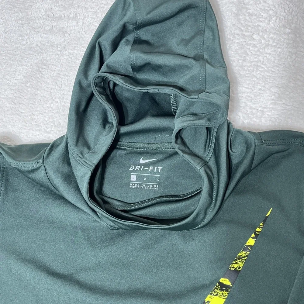 Nike Dri-Fit Womens Big Swoosh Pullover Hoodie Size‎ Large Green Lightweight Run